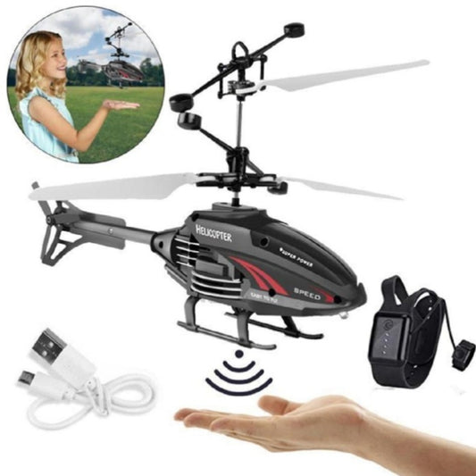RC Flying Helicopter Watch style Remote with sensor 2 in 1 - Rechargeable
